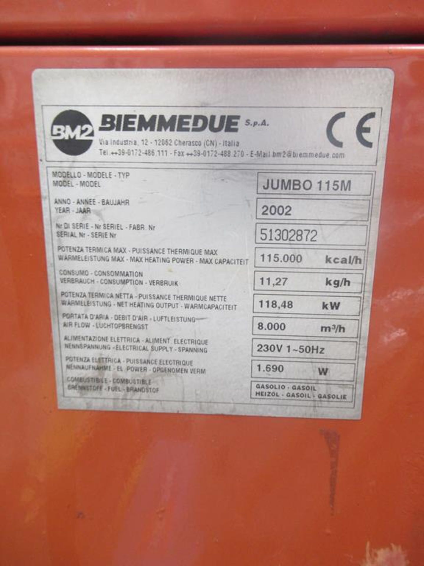 BM2 Biemmedue Jumbo 115m mobile heater - Image 4 of 4