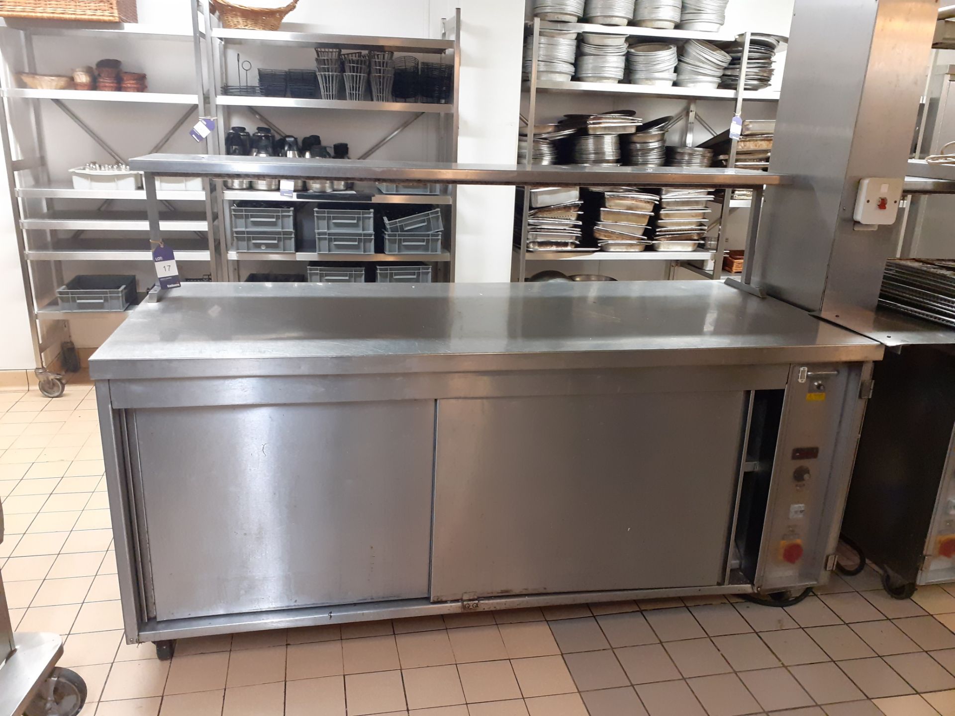 Stainless Steel Pass Through Sliding Doors Hot Cupboard