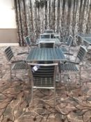 3 x Sets of Garden Furniture to include 3 x Square Steel Famed Tables , 6 x Steel Framed Armchairs,