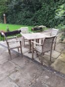 4 x square top Wooden Outdoor/Garden tables with 16 x wooden garden chairs