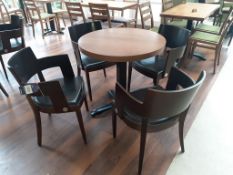 4 x Oak effect Round Dining Tables with 16 x Leather effect Wooden Framed Dining Chairs