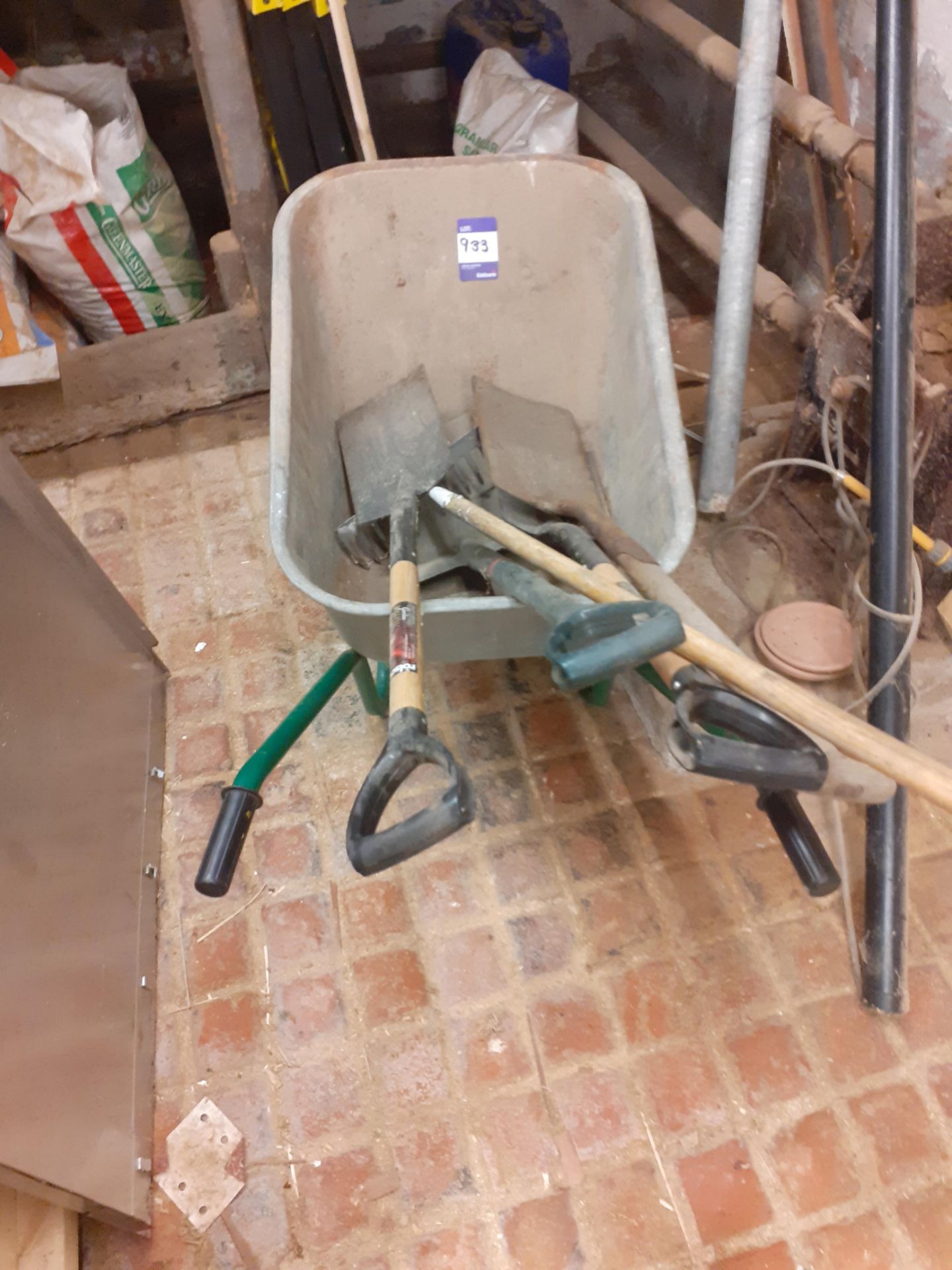 Garden Wheel Barrow and qty of Garden Tools