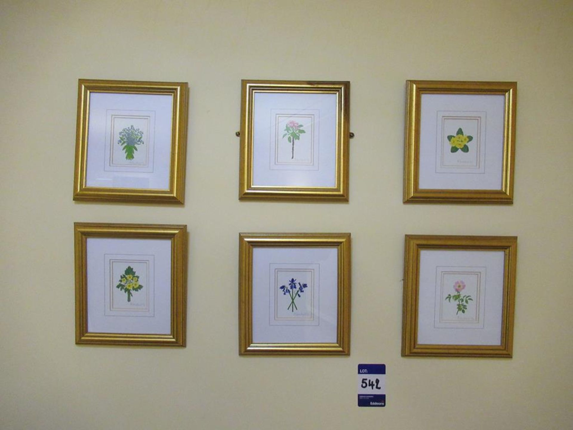 6 various signed miniature floral framed pints