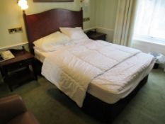 Contents of room 314 to include double divan bed with mattress and bedding, headboard with 2 dark wo