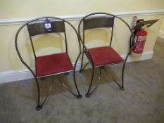 2 welded steel decorative upholstered chairs