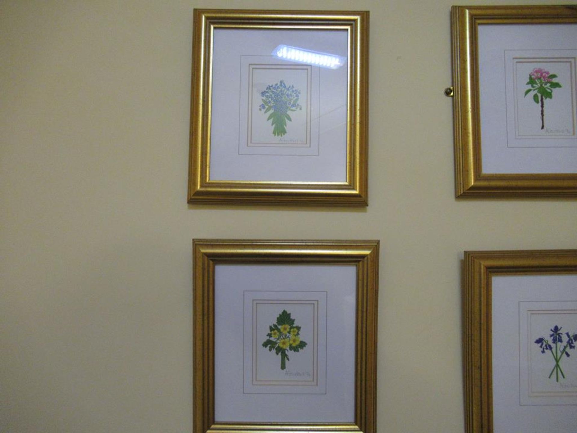 6 various signed miniature floral framed pints - Image 4 of 5