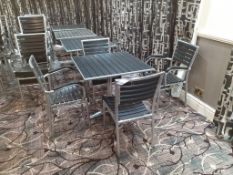 4 x Sets of Garden Furniture to include 4 x Square Steel Famed Tables , 8 x Steel Framed Armchairs,