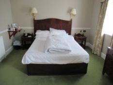 Contents of room 329 to include double divan bed with mattress and bedding, headboard with 2 matchin