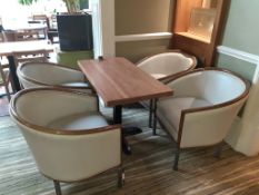 Oak effect Rectangular Dining Table with 4 x Cream Leather Tub Chairs