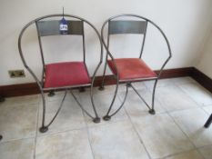 2 welded steel decorative upholstered chairs