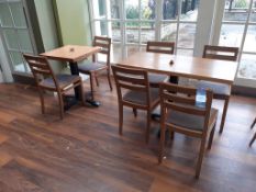 2 x Oak effect Rectangular Dining Tables and 1 x Oak effect Square Dining Table with 10 x Ladder Ba