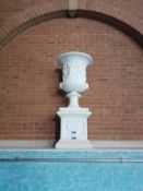 Panina ornamental cast urn on plinth