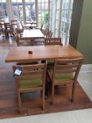 2 x Oak effect Square Dining Tables, 2 Oak effect Rectangular Dining Tables with 12 Ladder back Oak