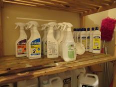 Large quantity of Evans cleaning products and various other cleaning tools