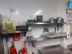 8 x Stainless Steel Wall Shelves. Please note contents not included