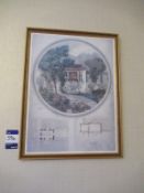 5 pieces of Art framed prints of various Bygone garden architectural buildings (located Wilberforce