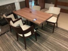 2 x Oak effect Square Dining Tables, 1 Oak effect Rectangular Dining Tables with 8 Cream Leather eff