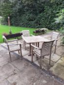 3 x square top Wooden Outdoor/Garden tables with 12 x wooden garden chairs