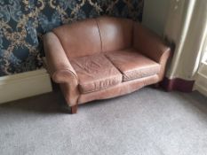 2 x Matching Two Seater Cream Leather Sofas