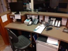 Contents of Reception to include 2 x Monitors, HP LaserJet Pro Multifunction Printer, Bisley 2 Drawe