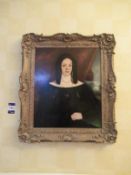 Piece of artwork - varnished print in ornate frame - Lady