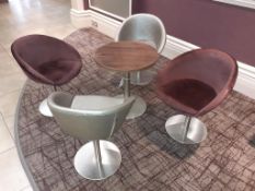 Mahogany effect Round Dining Table with 4 Upholstery Tub Chairs (2 x grey & 2 x purple)