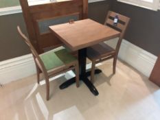 3 x Oak effect Square Dining Table with 6 Ladder back Oak effect Wooden Framed Upholstery Dining Cha