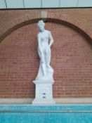 Panina ornamental cast statue (draped topless lady) on plinth