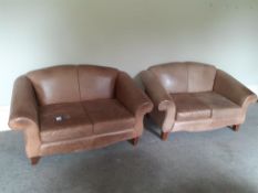 2 x Matching Two Seater Cream Leather Sofas