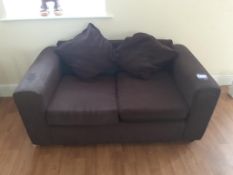 2 x matching brown upholstered two seater sofas