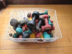 Basket to contain various rubberised dumb bells