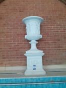 Panina ornamental cast urn on plinth