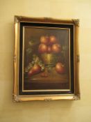 2 x various pieces Artwork depicting fruit - varnished print signed S Logan