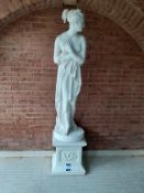 Panina ornamental cast statue (draped topless lady) on plinth
