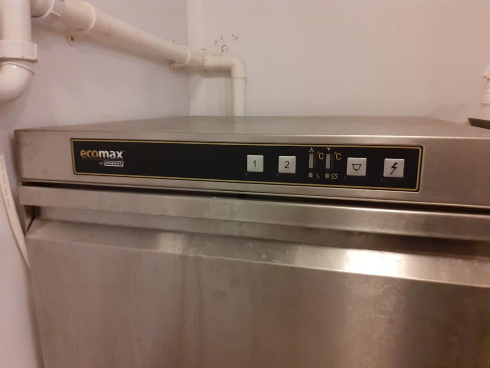 Hobart Ecomax 502-14 YOM 2014, S/N 86711920 Industrial Dishwasher and Stainless Steel 4 tier Shelvin - Image 2 of 4