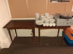 2 various dark wood rectangular tables