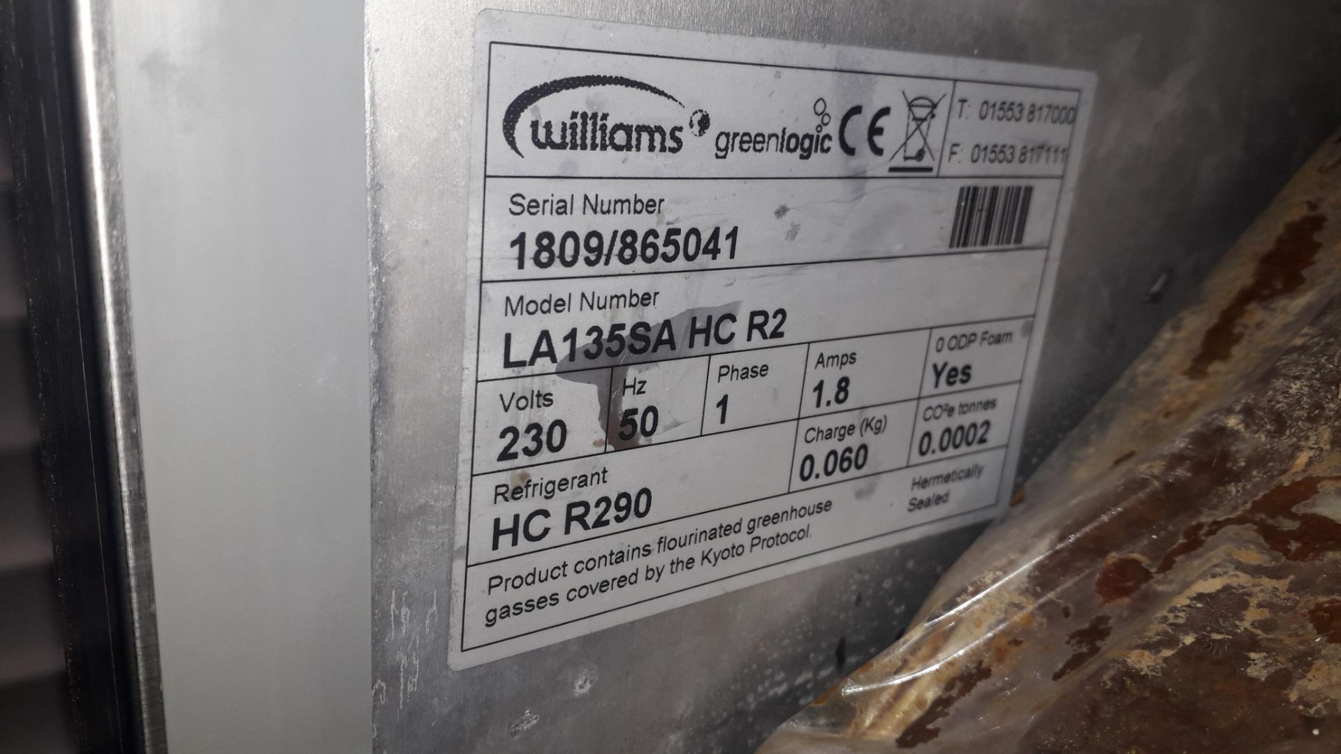 Williams LA135SA Stainless Steel Undercounter Refr - Image 3 of 3