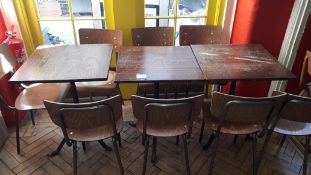 3 x Timber Dining Tables with 8 x Wood and Metal S