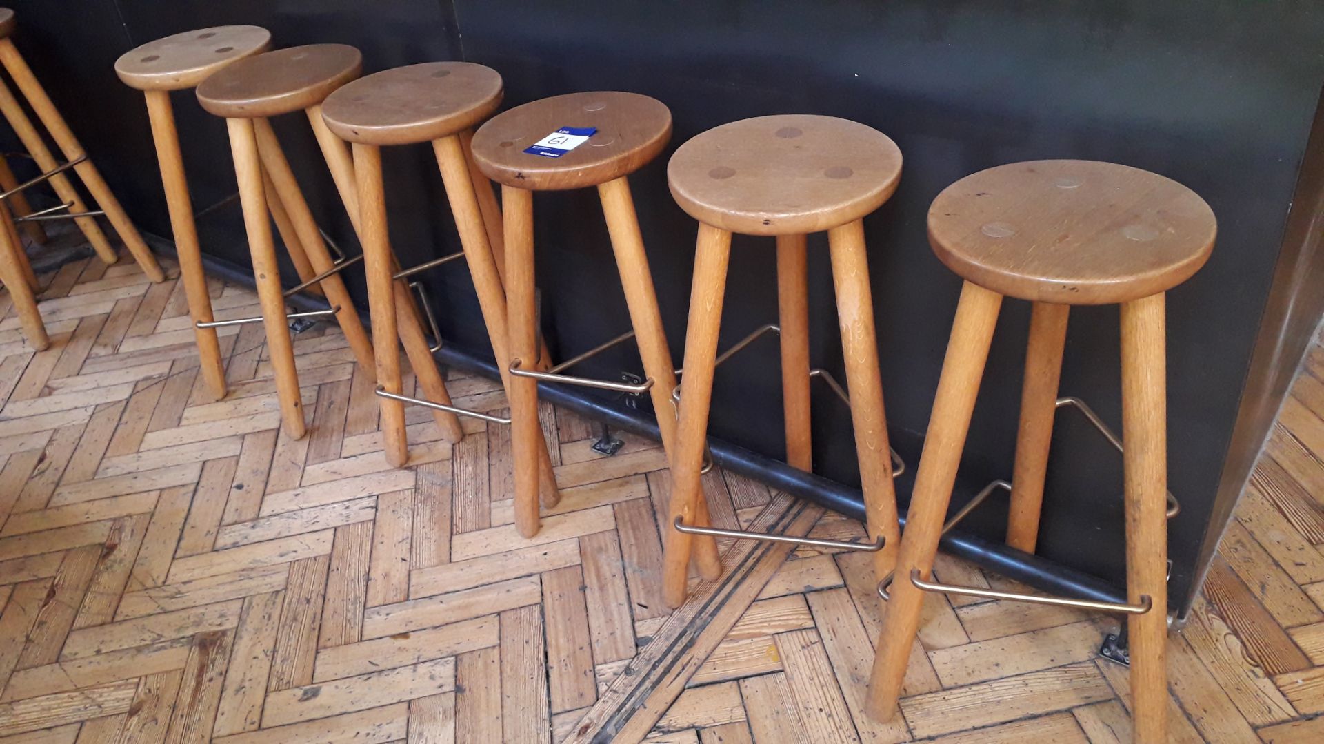 6 x Timber Bar Stools - Image 2 of 2