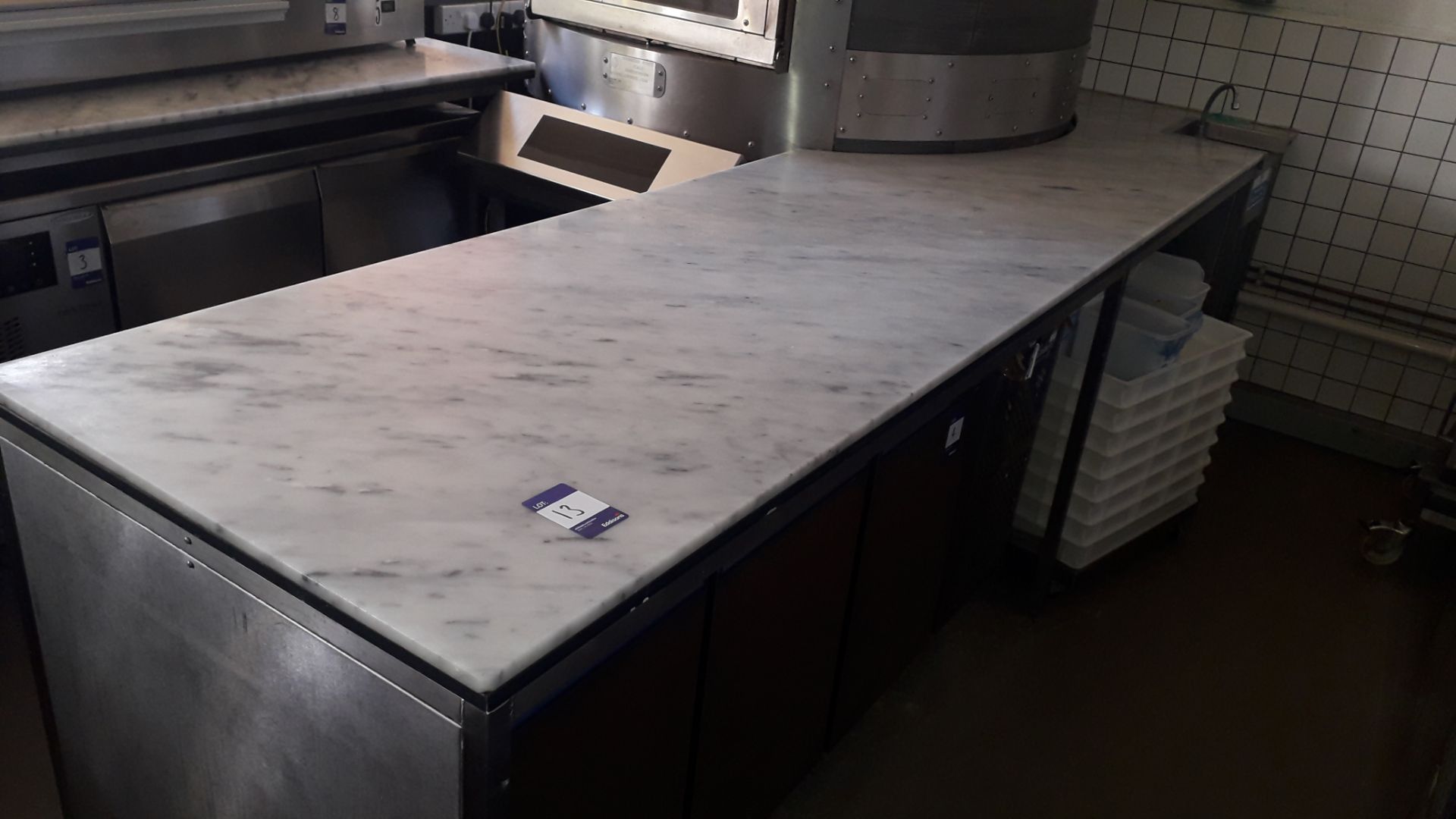 Marble Top Counter Section 340cm x 84cm with Semi