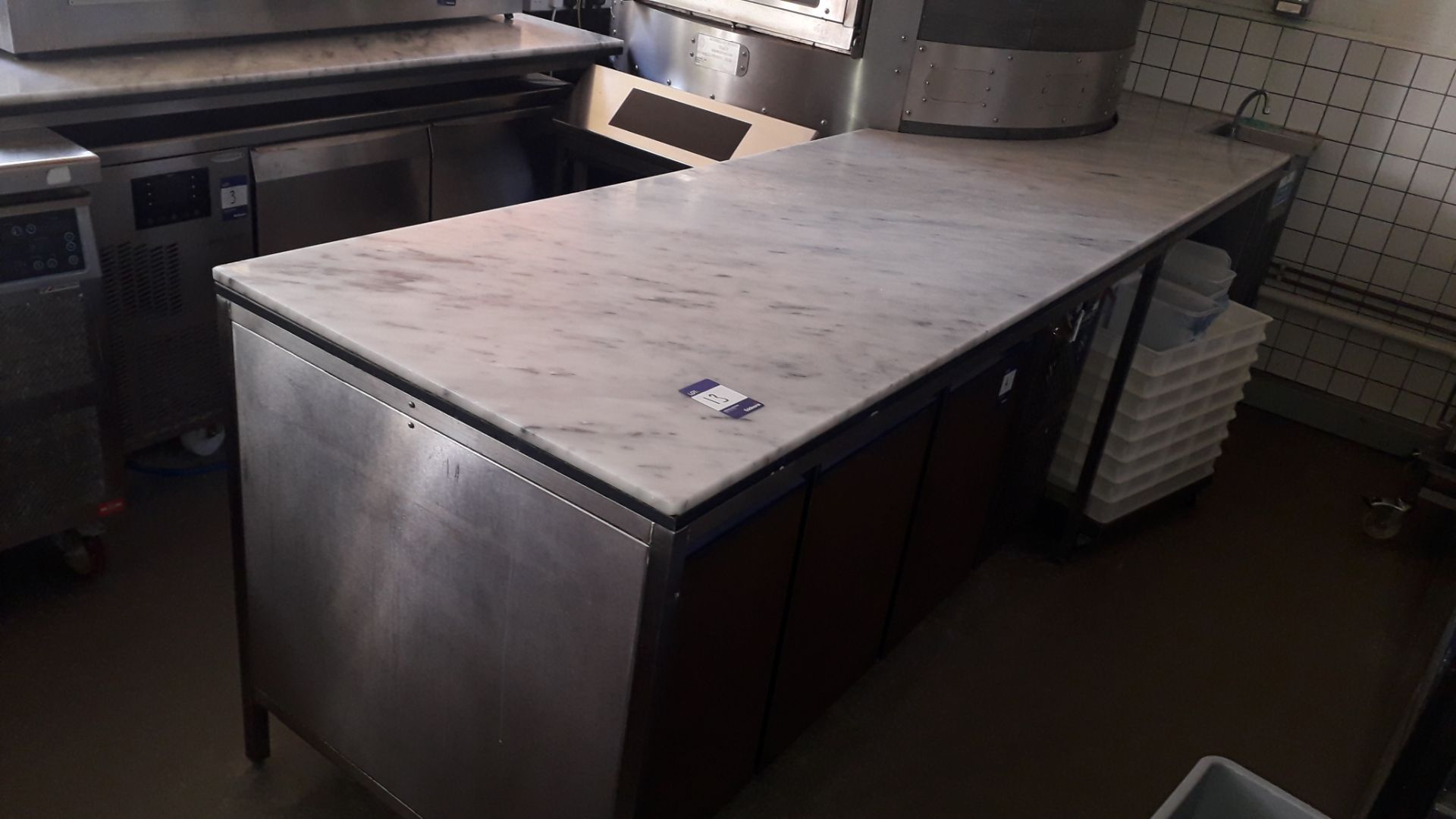 Marble Top Counter Section 340cm x 84cm with Semi - Image 2 of 2