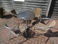 Metal Frame Circular Top Garden Table with 4 x Metal Framed Garden Chairs