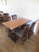 4 x Matching Dark Oak Effect Wooden Framed Fabric Chairs with Dark Oak Effect Rectangular Top Dining