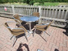 Metal Frame Circular Top Garden Table with 4 x Metal Framed Garden Chairs