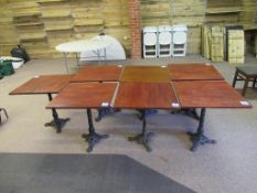 7 x Dark Oak Effect Square Top Dining Tables with 19 x Various Wooden Framed Fabric Chairs