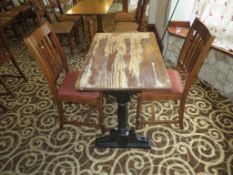 Dark oak effect rectangular top dining table with two matching wooden frame chairs 900 x 600 x 730mm