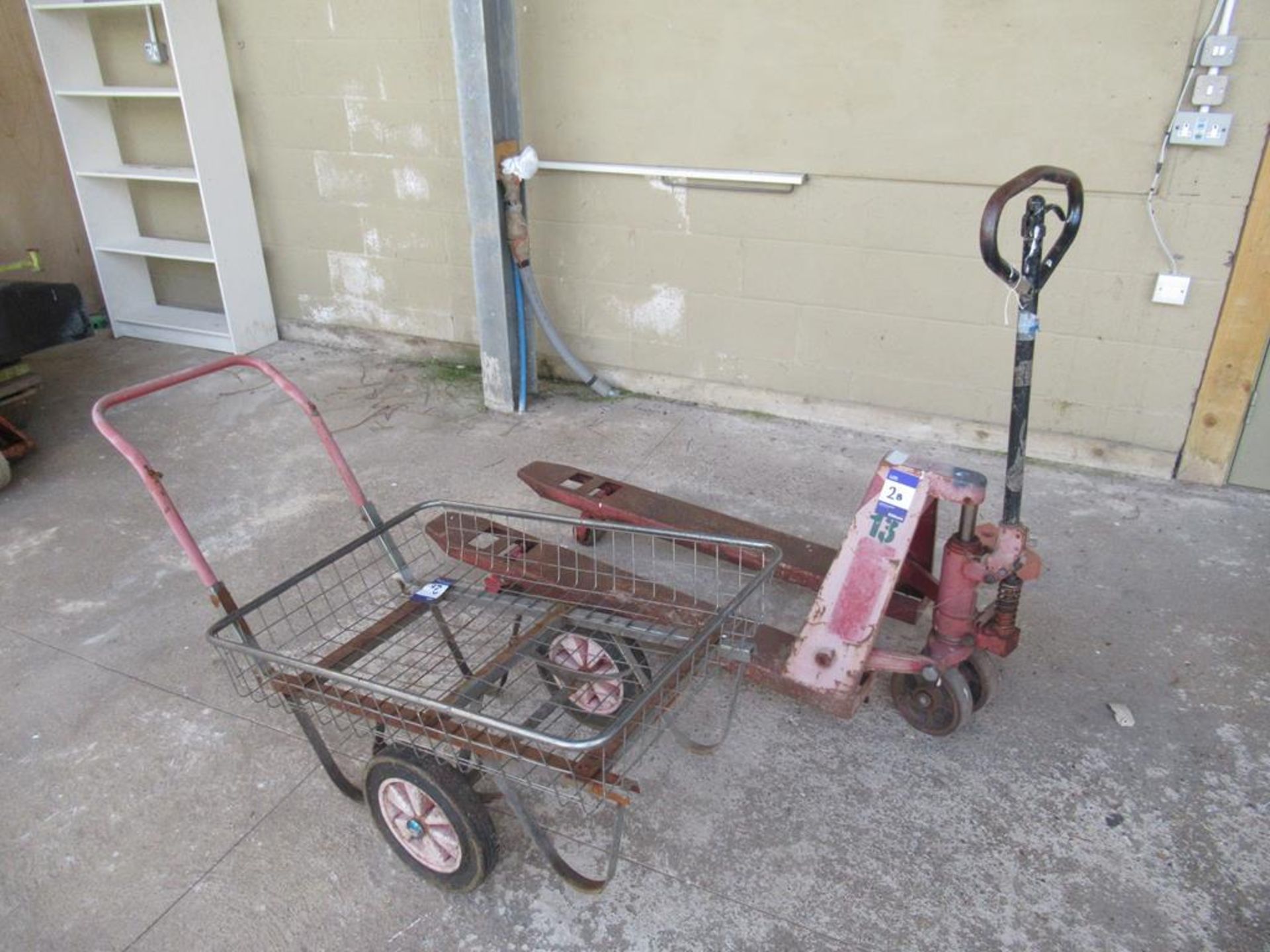 Hand Operated Pallet Truck with Wire Mesh Plant Cart