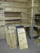 Large qty of Wooden Shelving, Metal Brackets, etc.