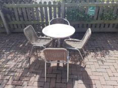 Metal Frame Circular Top Garden Table with 4 x Metal Framed Garden Chairs