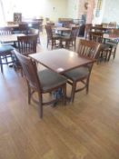 2 x Matching Dark Oak Effect Wooden Framed Fabric Chairs withDarl Oak Effect Square Top Dining Table